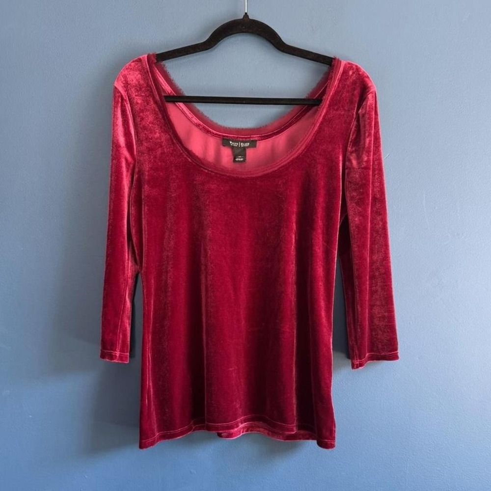 Burgundy Velvet‎ Blouse Women's Size Medium White House Black Market Witch Goth